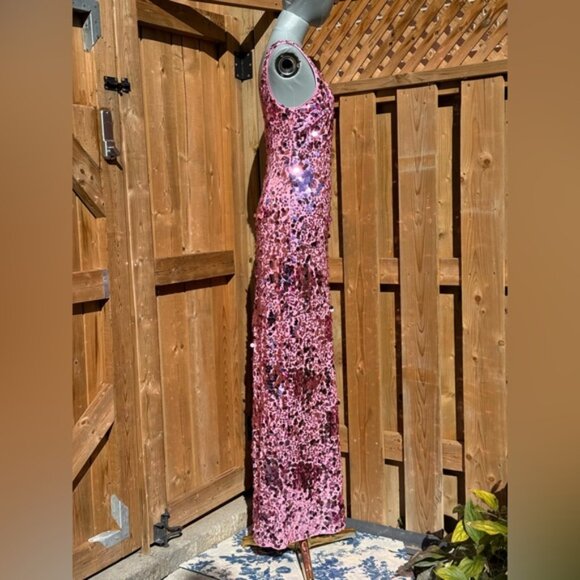 🆕 SIMKHAI 🧿 NWOT Bex Sequined Embellished Maxi Dress, Sorbet Pink- Sz US 0 - Picture 5 of 16